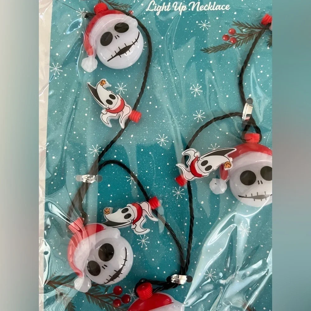 NWT Disney the nightmare before Christmas light up necklace earrings set